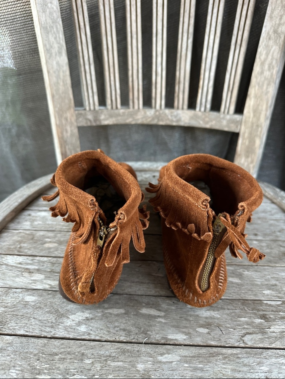 Minnetonka Brown Suede Fringe Ankle Booties 9 - Picture 4 of 14